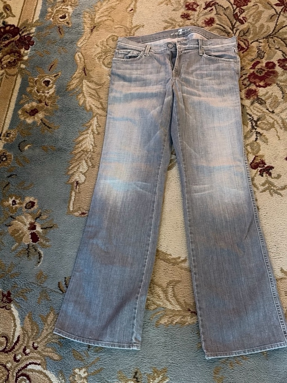 7 For All Mankind Faded Light grey Flared Jeans